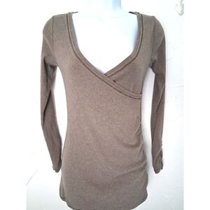 Vintage Y2K Victorias Secret Ribbed Faux Wrap Henley Top Size Small Ruched Sides